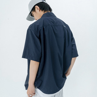 NOTHOMME BLUE系列 男女款短袖衬衫 21TMT001 藏青色 XL