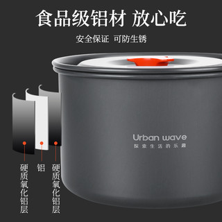 /城市波浪 Urban wave 户外锅具便携大小号野营野外烧水壶露营煎锅煮锅野炊装备用品大全 【优质铝合金材质】小号煎锅（橙色手柄）送收纳袋
