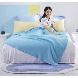 purcotton全棉时代100纯棉双层绉布纱布被家用被毯午休毯子沙发盖被夏