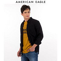 AMERICAN EAGLE AEO新款2021黑色男士商务牛津布翻领衬衫American Eagle5153_2100