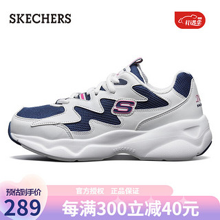 SKECHERS 斯凯奇 春季新款男女同款休闲运动鞋熊猫鞋88888105\/999090 白色/海军蓝色-WNVP（女款） 36.5