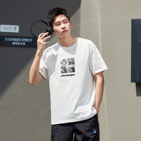 Semir/森马 2022夏季新款潮酷炫彩印花圆领上装针织短袖T恤男士 本白1100 m