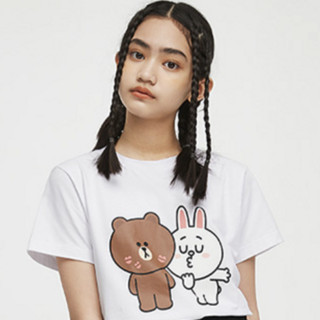 LINE FRIENDS DTA02 儿童短袖T恤 白色 120cm