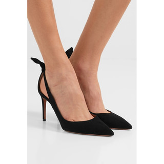 Aquazzura 2022早春新品女蝴蝶结皮革细跟高跟鞋NAP颇特