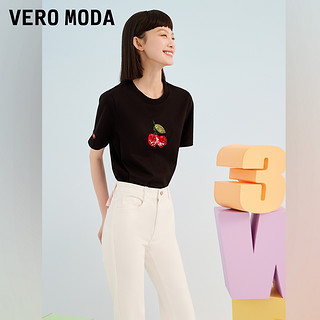 VERO MODA Vero Moda2022夏季新款清新休闲百搭圆领短袖T恤女上衣322101011 165/84A/M S59黑色