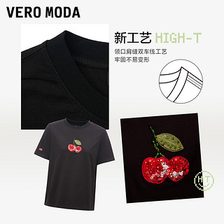 VERO MODA Vero Moda2022夏季新款清新休闲百搭圆领短袖T恤女上衣322101011 165/84A/M S59黑色