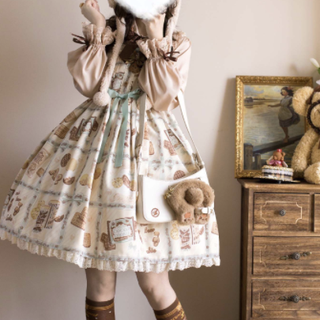 Morning_glory Lolita洛丽塔 熊屁屁 女士毛绒零钱包 棕色 中号