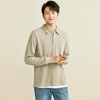 GIORDANO 佐丹奴 男士长袖POLO衫 01011783 卡其色 M