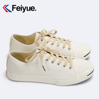 feiyue/飞跃帆布鞋男开口笑低帮纯色板鞋女百搭潮流运动休闲鞋621 35 白色半托