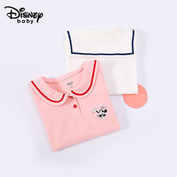Disney baby 迪士尼童装女童长袖2022春新款儿童宝宝洋气时尚针织纯棉T恤上衣