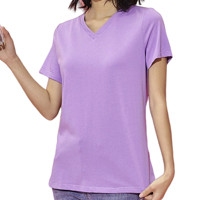 YALU 雅鹿 女士V领短袖T恤 Y1210002 紫色 M
