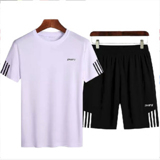 YALU 雅鹿 男士T恤短裤两件套 rxsR7GZ8 白色 XL