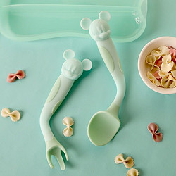 Disney 迪士尼 勺子 辅食勺 宝宝训练弯头勺叉 婴儿叉勺