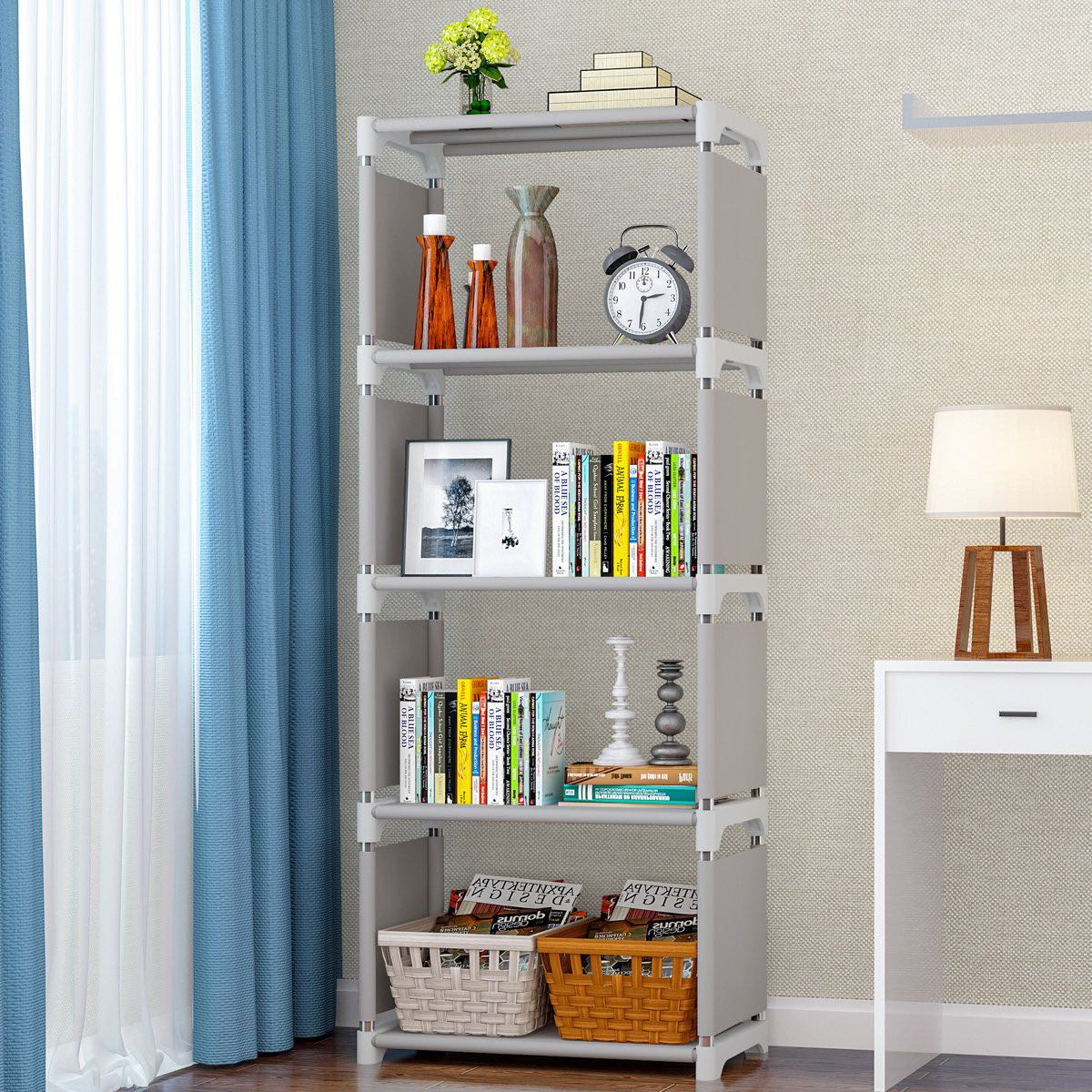 索尔诺 简易书架 灰色 42*26*124cm