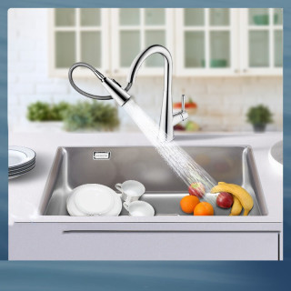 Moen 摩恩flare系列304不锈钢水槽加厚台下式大单槽套装厨房洗菜盆洗碗槽洗菜池 力荐款 圆形落水单槽 抽拉龙头 68 45cm 报价价格评测怎么样 什么值得买