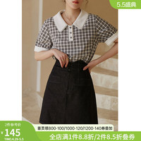 独束大码女装微胖mm高腰显瘦猫猫可颂牛仔A字半身裙22DS2547 优雅白 M 优雅黑 L