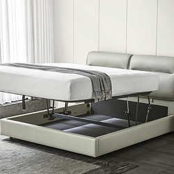 京东京造 意式简约真皮储物床 进口牛皮大容量储物 主卧双人床1.5米×2米