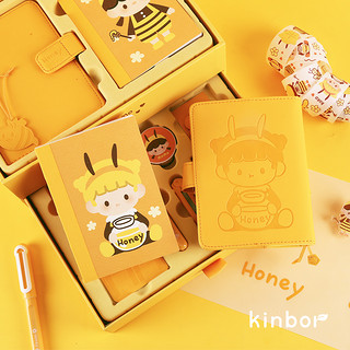 kinbor honey2.0手帐本礼盒套装A6手账本女生可爱精致伴手礼高颜值记录本日程本生日礼物六一儿童节礼物 手帐套装-HONEY2.0 DT56055