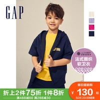 Gap男女童LOGO宽松法式圈织软卫衣883649夏季新款童装运动短袖T恤