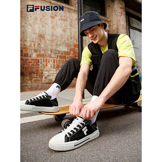 FILA FUSION 斐乐官方男子帆布鞋2022夏季新款帆布鞋WALLRIDE DX商场同款 黑/奶白-BA 43