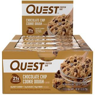 Quest美国分离乳清蛋白棒营养饱腹能量棒运动健身代餐棒巧克力曲奇味12条/盒