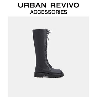 URBAN REVIVO2021冬季新品女士配件厚底骑士靴AW49BS2F2000