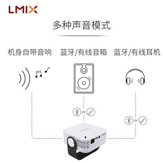 L-mix P12 投影仪 智能便携投影机 投影仪家用 手机无线同屏 投影机 迷你投影仪（黑色）