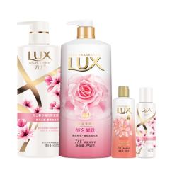 LUX 力士 香氛洗护套装（洗发水500ml+洗发水100ml+玫瑰沐浴露550ml+桃花沐浴露100ml）
