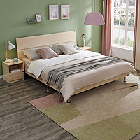 QuanU 全友 家居床双人床现代简约主卧大床1.5米白橡木纹单床