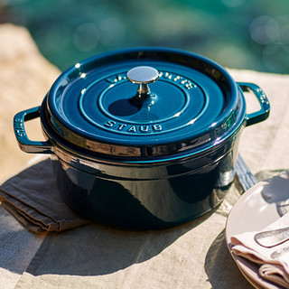 staub 珐宝 40501-134 炖锅(24cm、3.8L、铸铁、深海蓝)