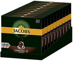 JACOBS Espresso咖啡胶囊 强度10/12 200 Nespresso 兼容胶囊，10 x 20杯