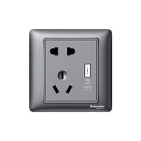 Schneider Electric 施耐德电气 Brillyn睿意系列 86型插座 正五孔带USB 夜空灰