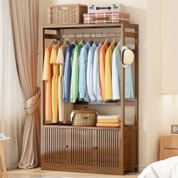 yongjue永爵简易衣帽柜落地式卧室家用挂衣服衣帽架一体出租房多功能