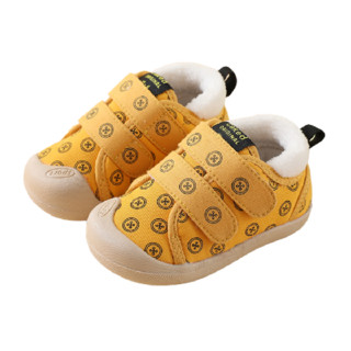 卡乐哆 D7691 儿童学步鞋 加绒款 黄色 内长13.5cm