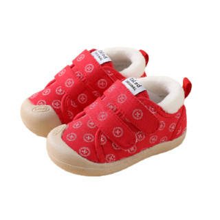 卡乐哆 D7691 儿童学步鞋 加绒款 红色 内长14.5cm