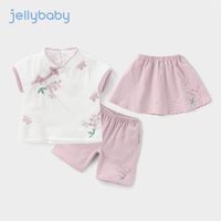 jellybaby/杰里贝比 杰里贝比宝宝夏天唐装婴儿中国风衣服公主儿童夏装套装女童三件套