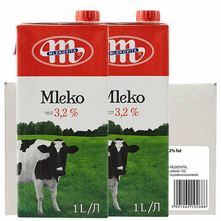 plus会员：妙可（Mlekovita）波兰原装进口 黑白牛系列 全脂3.2UHT纯牛奶 1L*12盒 原生高钙