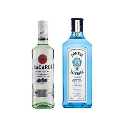 BACARDI 百加得 白朗姆酒500ml+孟买(Bombay)蓝宝石金酒750ml 组合装