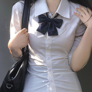 布丁熊 姬终 JK制服 西式制服 女士长袖衬衫 白色 L