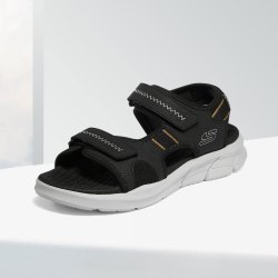 skechers斯凯奇夏季新款男凉鞋简约纯色凉鞋搭带休闲沙滩凉鞋男