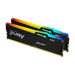 Kingston 金士顿 FURY 32GB(16G×2)套装 DDR5 5200 台式机内存条 Beast野兽系列 RGB灯条 骇客神条