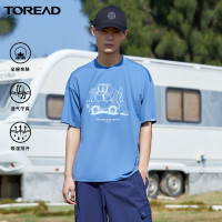 TOREAD 探路者 2022春夏男新款户外运动弹力纯棉印花跑步透气舒适短袖T恤