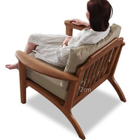 SUNHOO 双虎-全屋家具 952 P952B 小户型实木真皮沙发 一人位