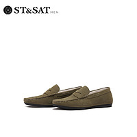ST&SAT; 星期六 乐福鞋春款方头平跟一脚蹬懒人鞋男鞋SS01121104