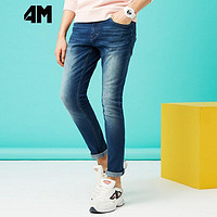 4M [直降价:45]美特斯邦威旗下4M牛仔长裤男士春男腰里印花直筒牛仔长裤潮流