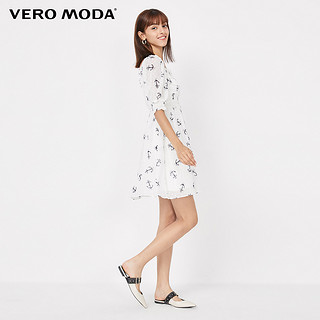 Vero Moda 奥莱专享早春新款海军风显瘦波点泡泡袖衬衫连衣裙子女 155/76A/XS S85本白色连衣裙