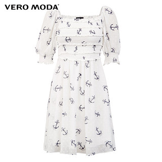 Vero Moda 奥莱专享早春新款海军风显瘦波点泡泡袖衬衫连衣裙子女 155/76A/XS S85本白色连衣裙