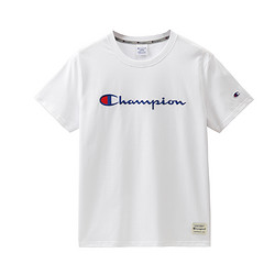 Champion 冠军夏季草写Logo刺绣棉运动T恤男士情侣短袖圆领潮牌