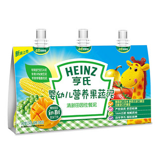 Heinz 亨氏 清新田园套餐 3段 苹果香芒甜玉米味+苹果洋梨豌豆味+苹果草莓番茄味 78g*36袋