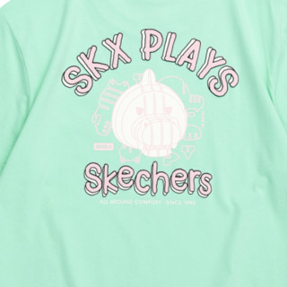 SKECHERS 斯凯奇 爆笑怪兽系列 中性运动T恤 L122U236/00JY 冰绿色 XXL